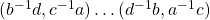 (b^{-1}d,c^{-1}a)\dots (d^{-1}b,a^{-1}c)