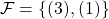 \mathcal{F}=\{(3),(1)\}